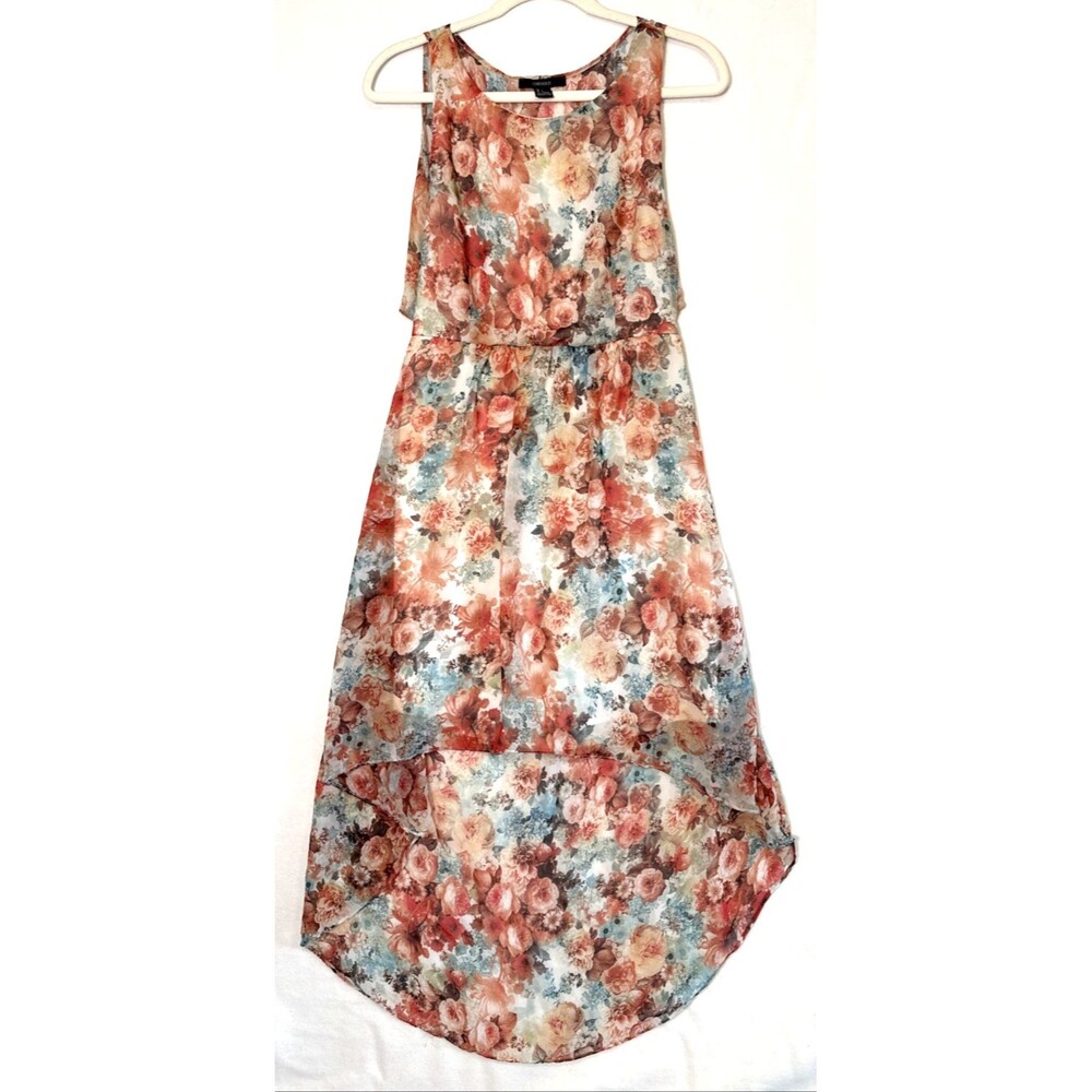 Forever 21 Floral Hi-Lo Dress LG Open Back Boho Cottagecore Fairycore Vacation